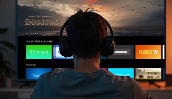 Viewer browsing a streaming TV menu at home, illustrating how streaming advertising reaches audiences on connected TV platforms.